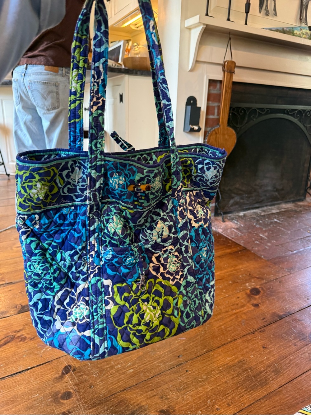 Vera Bradley Katarina Blues Quilted Floral Tote in Blue and Green
